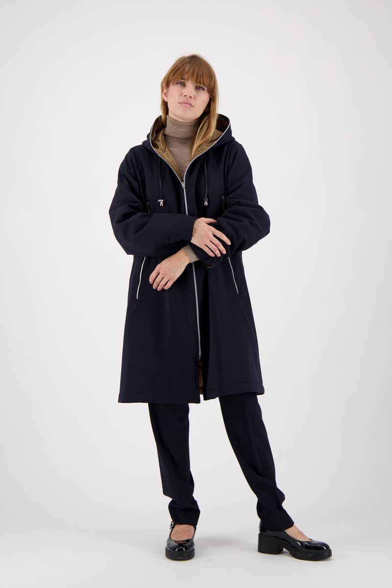 PARKA BARBARA en gabardine de laine déperlante coloris blueblack