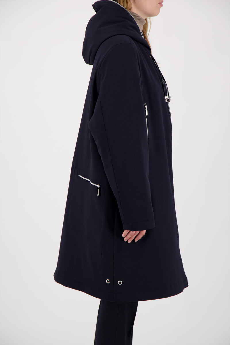 PARKA BARBARA en gabardine de laine déperlante coloris blueblack