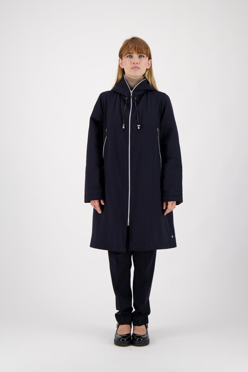 PARKA BARBARA en gabardine de laine déperlante coloris blueblack