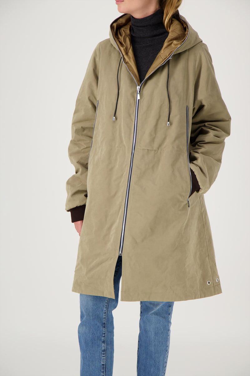 PARKA UNISEXE BARBARA en coton ouatiné déperlant coloris taupe