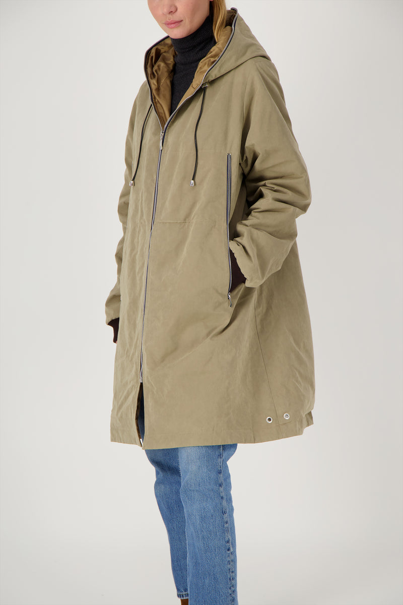 PARKA UNISEXE BARBARA en coton ouatiné déperlant coloris taupe