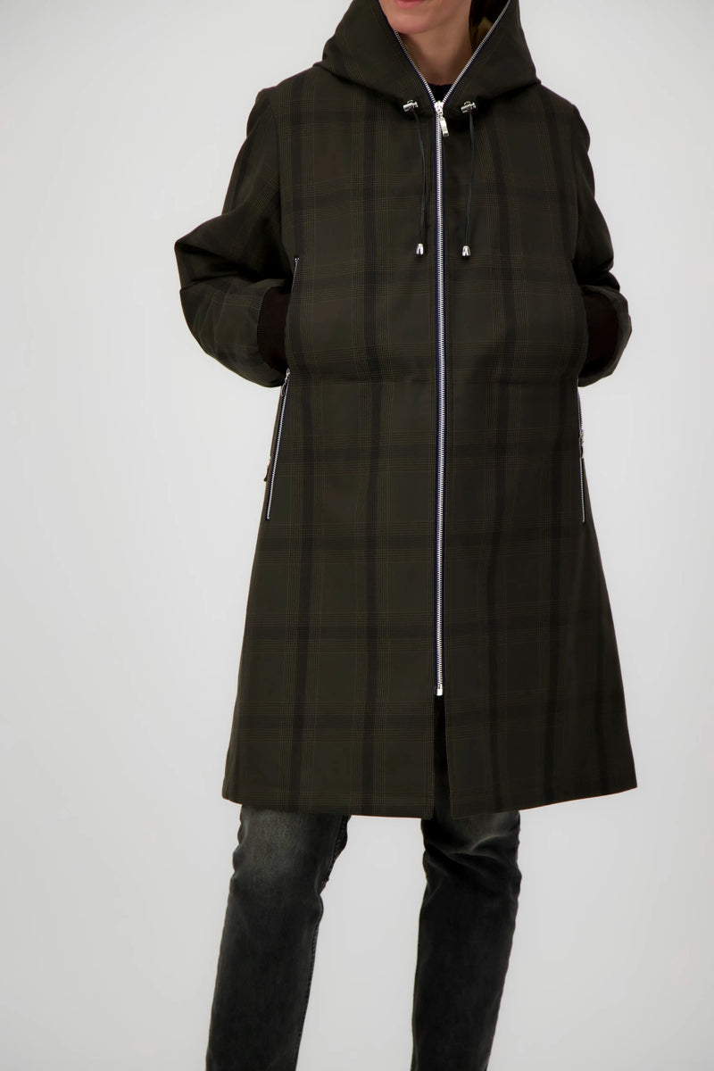PARKA BARBARA en coton déperlant brun à carreaux
