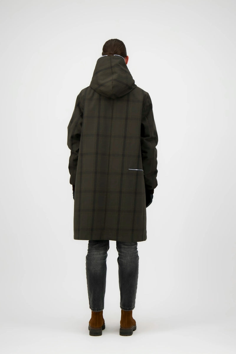 PARKA BARBARA en coton déperlant brun à carreaux
