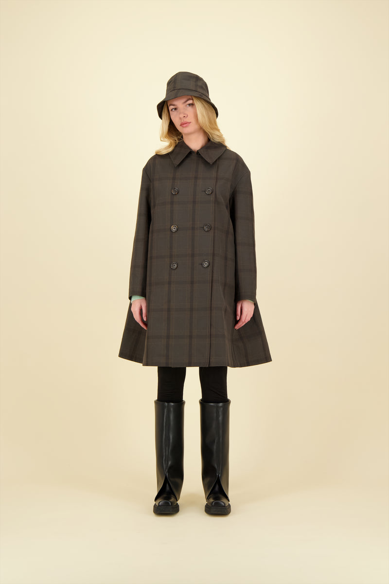 CABAN BARRIE en coton déperlant imprimé brun Prince de Galles