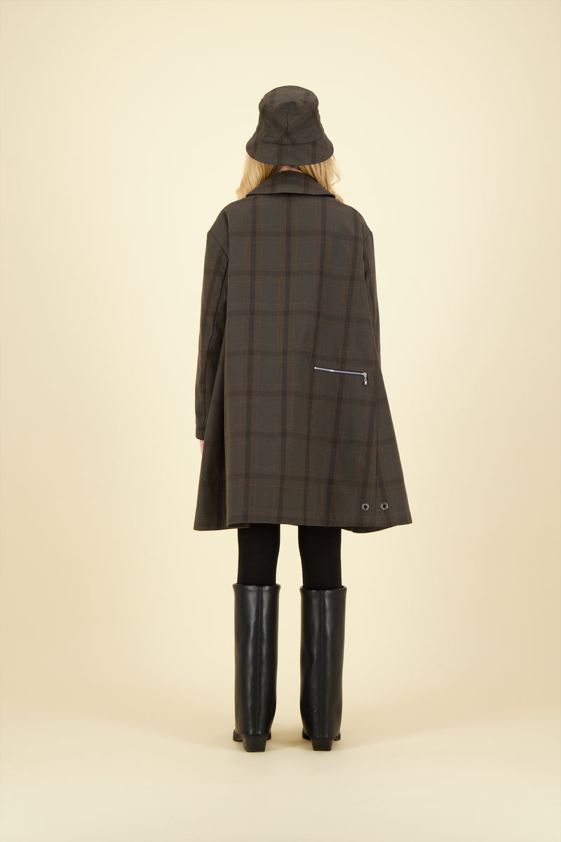 CABAN BARRIE en coton déperlant imprimé brun Prince de Galles