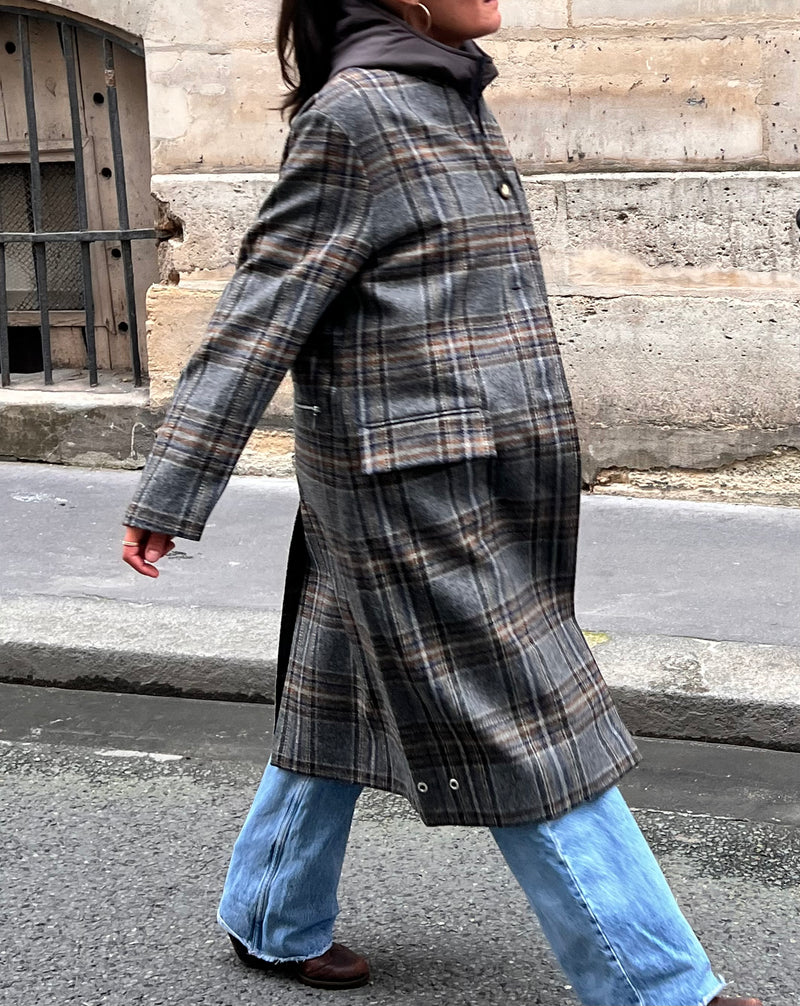 MANTEAU CECIL en lainage avec doudoune amovible coloris check brown