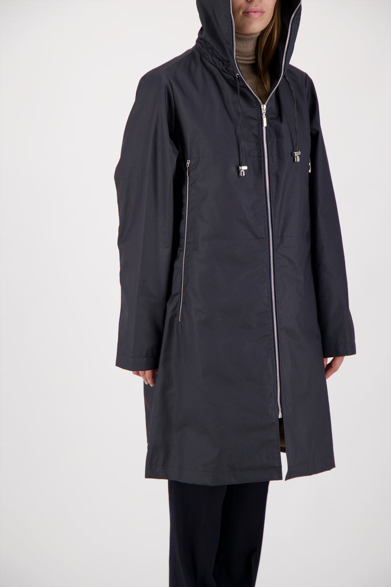 PARKA BROOKLYN en coton enduit déperlant coloris blueblack avec doublure en bouclette amovible