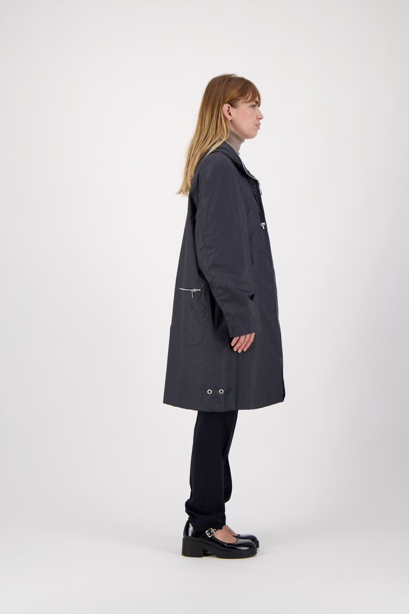 PARKA BROOKLYN en coton enduit déperlant coloris blueblack avec doublure en bouclette amovible