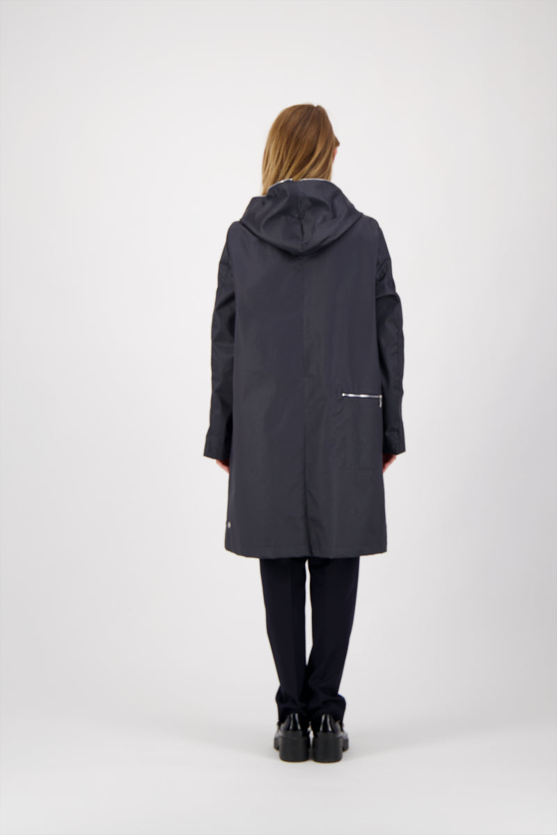 PARKA BROOKLYN en coton enduit déperlant coloris blueblack avec doublure en bouclette amovible