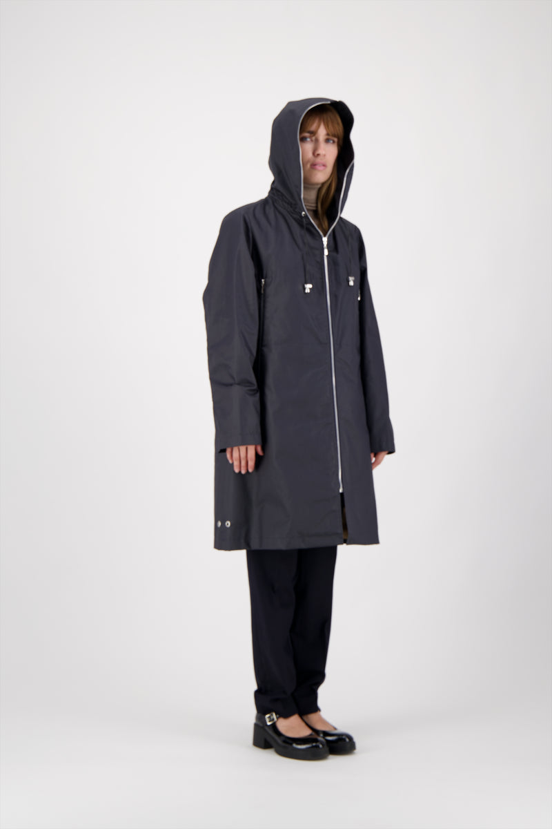 PARKA BROOKLYN en coton enduit déperlant coloris blueblack avec doublure en bouclette amovible
