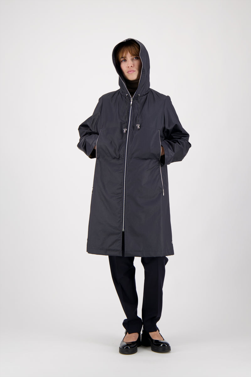 PARKA BROOKLYN en coton enduit déperlant coloris blueblack avec doublure en bouclette amovible