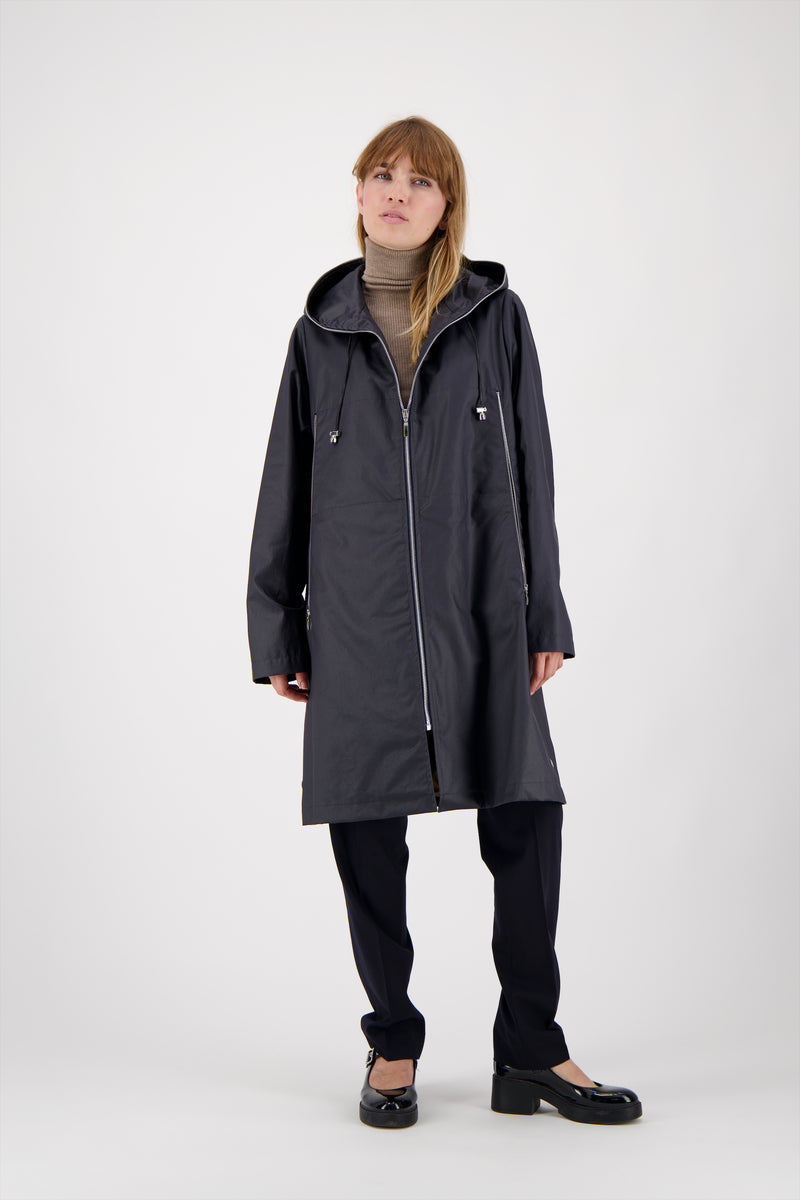PARKA BROOKLYN en coton enduit déperlant coloris blueblack avec doublure en bouclette amovible