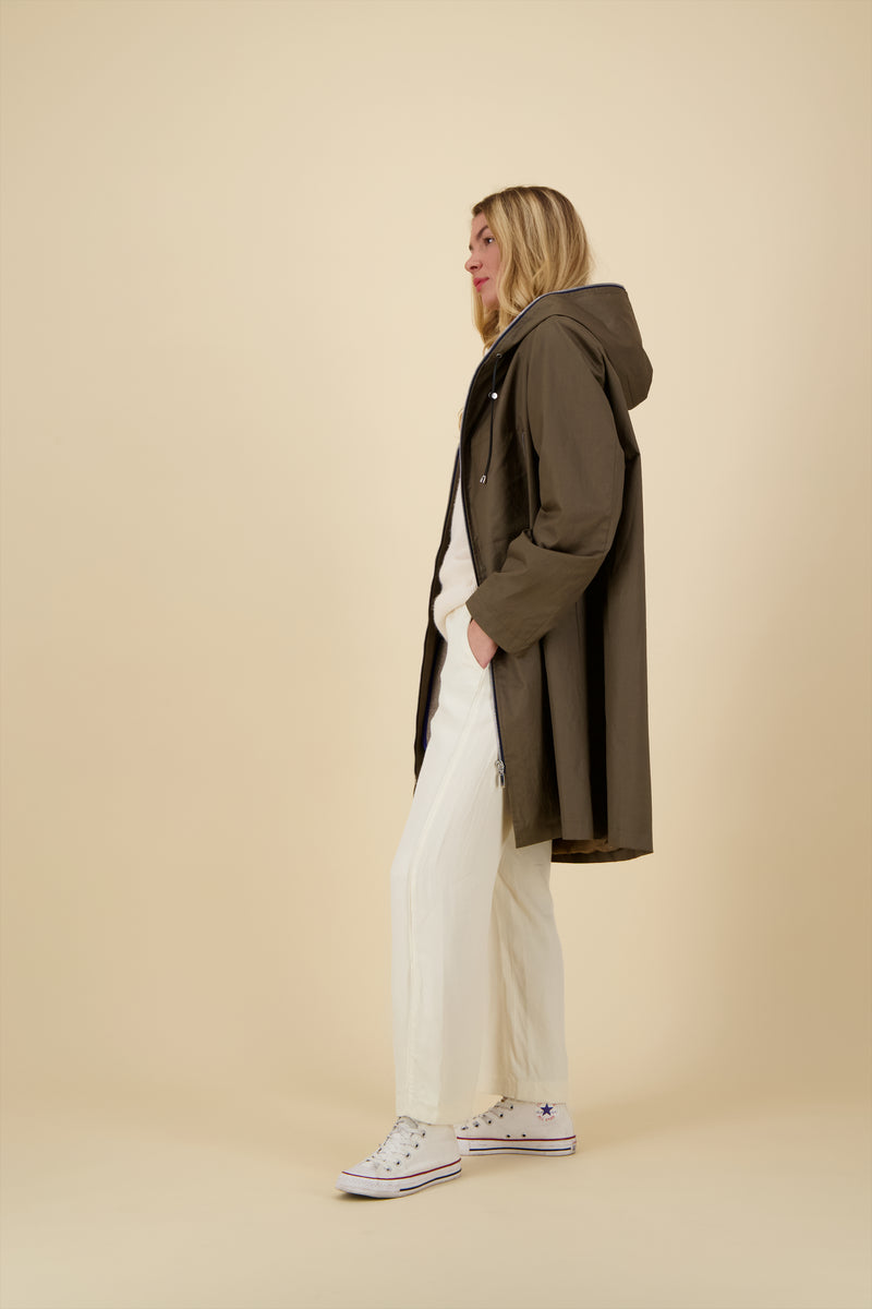 PARKA BROOKLYN en coton enduit déperlant coloris bronze avec doublure en laine amovible