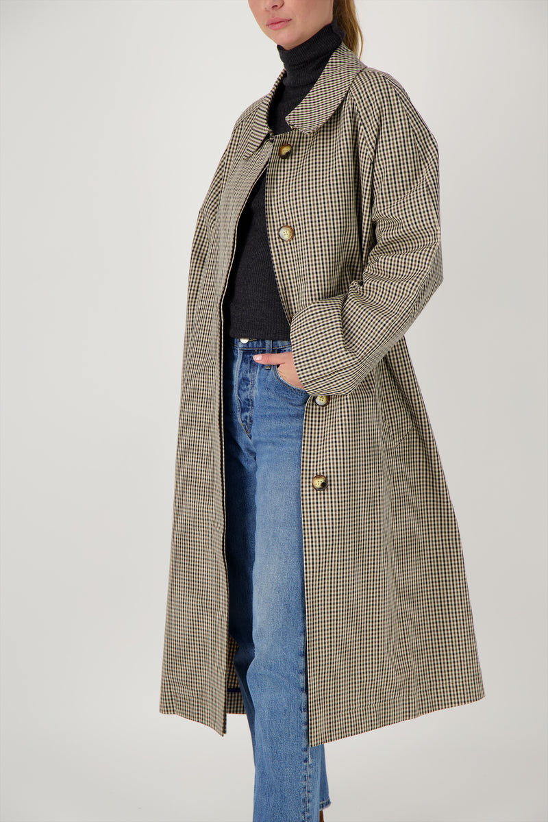 MANTEAU CAMILLE en coton déperlant à carreaux