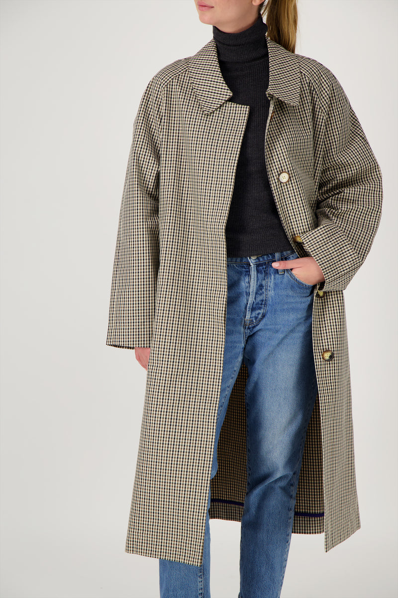 MANTEAU CAMILLE en coton déperlant à carreaux