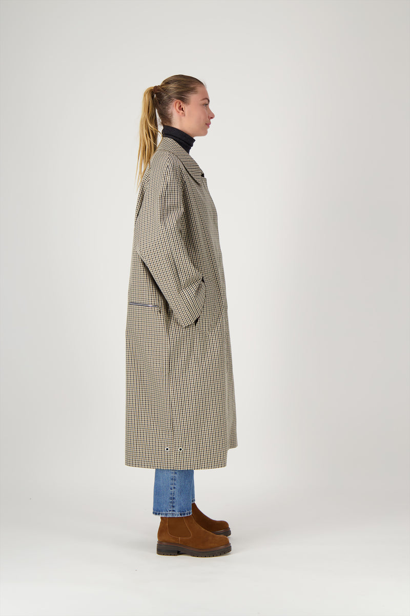 MANTEAU CAMILLE en coton déperlant à carreaux