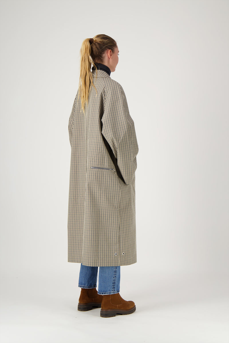 MANTEAU CAMILLE en coton déperlant à carreaux