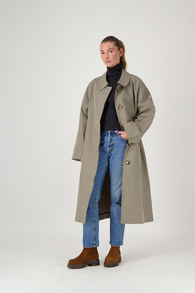 MANTEAU CAMILLE en coton déperlant à carreaux