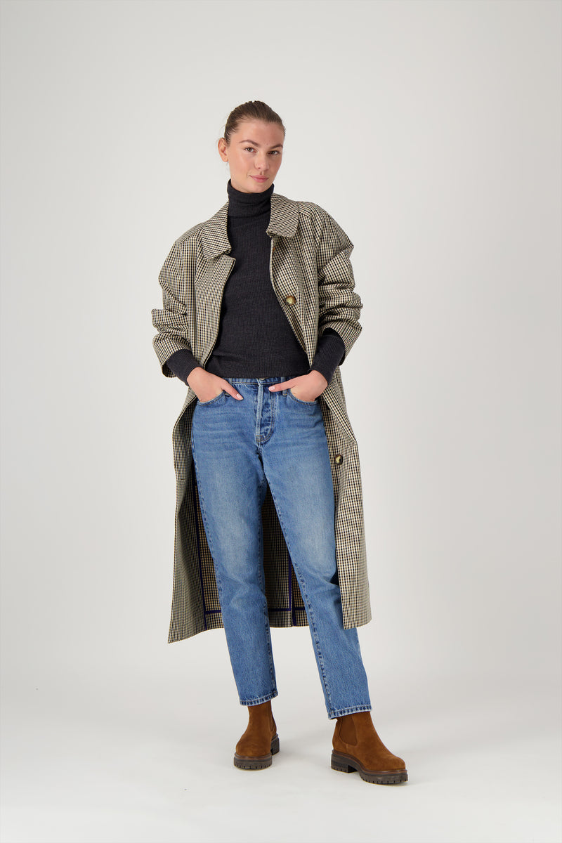 MANTEAU CAMILLE en coton déperlant à carreaux