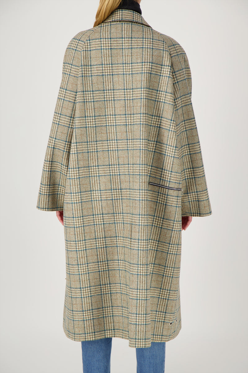 MANTEAU CAMILLE en lainage coloris check blue