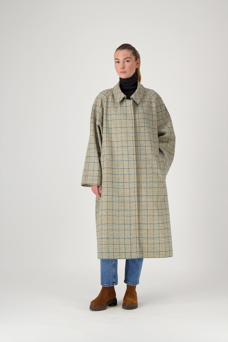 MANTEAU CAMILLE en lainage coloris check blue