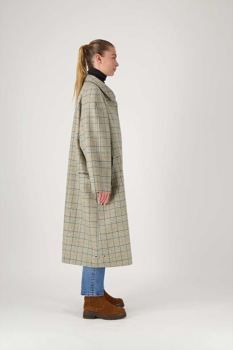 MANTEAU CAMILLE en lainage coloris check blue