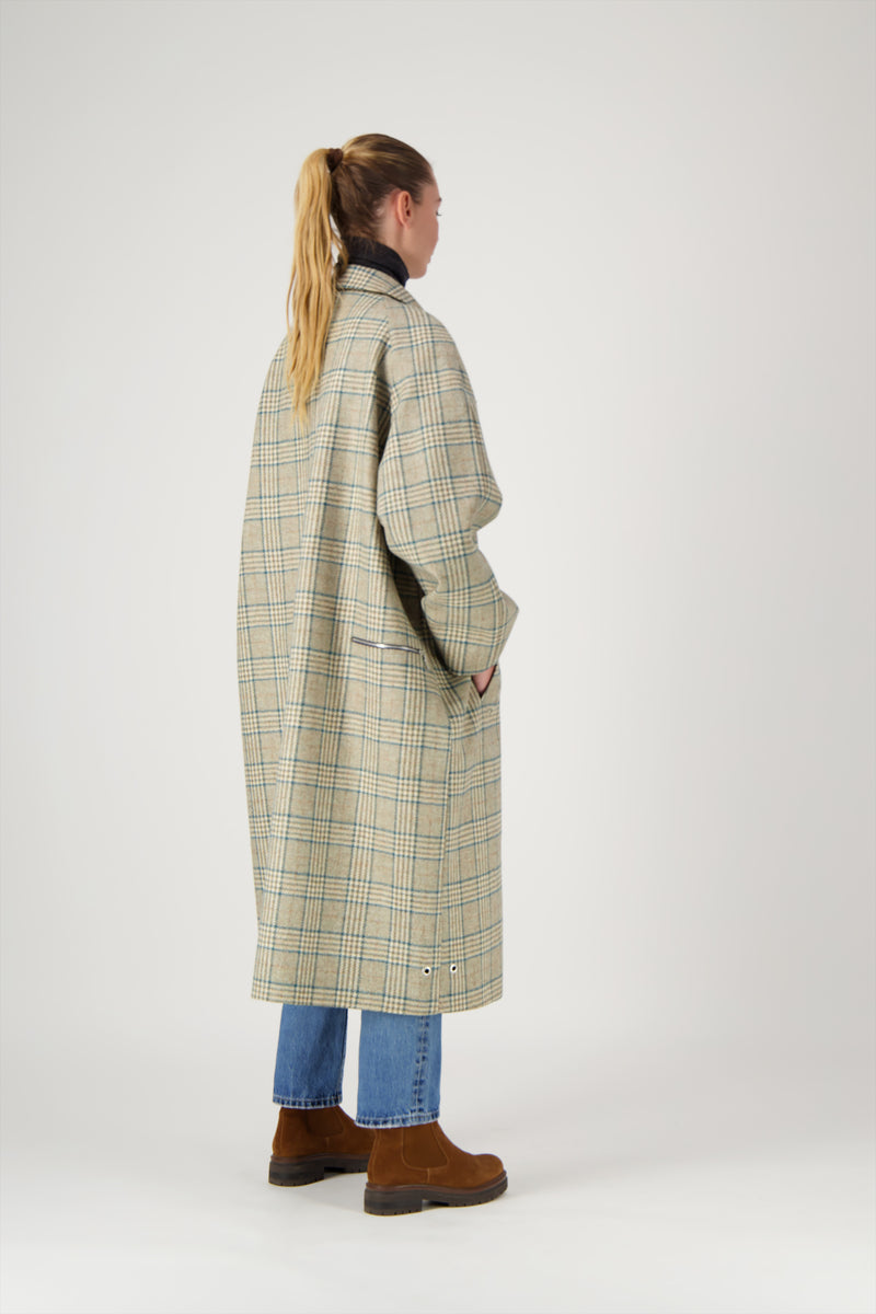 MANTEAU CAMILLE en lainage coloris check blue