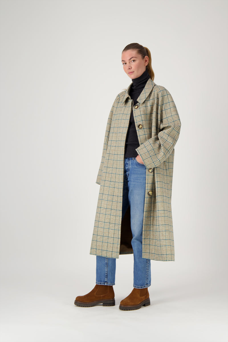 MANTEAU CAMILLE en lainage coloris check blue