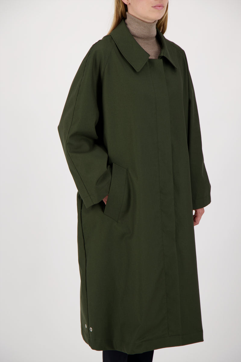 MANTEAU CAMILLE en coton déperlant, coloris olive
