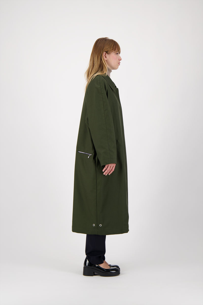 MANTEAU CAMILLE en coton déperlant, coloris olive