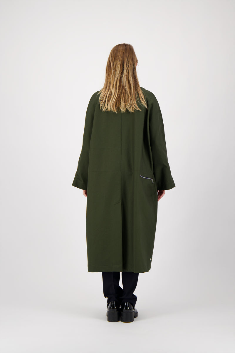 MANTEAU CAMILLE en coton déperlant, coloris olive