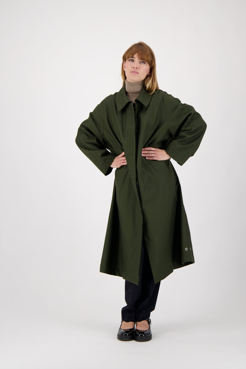 MANTEAU CAMILLE en coton déperlant, coloris olive