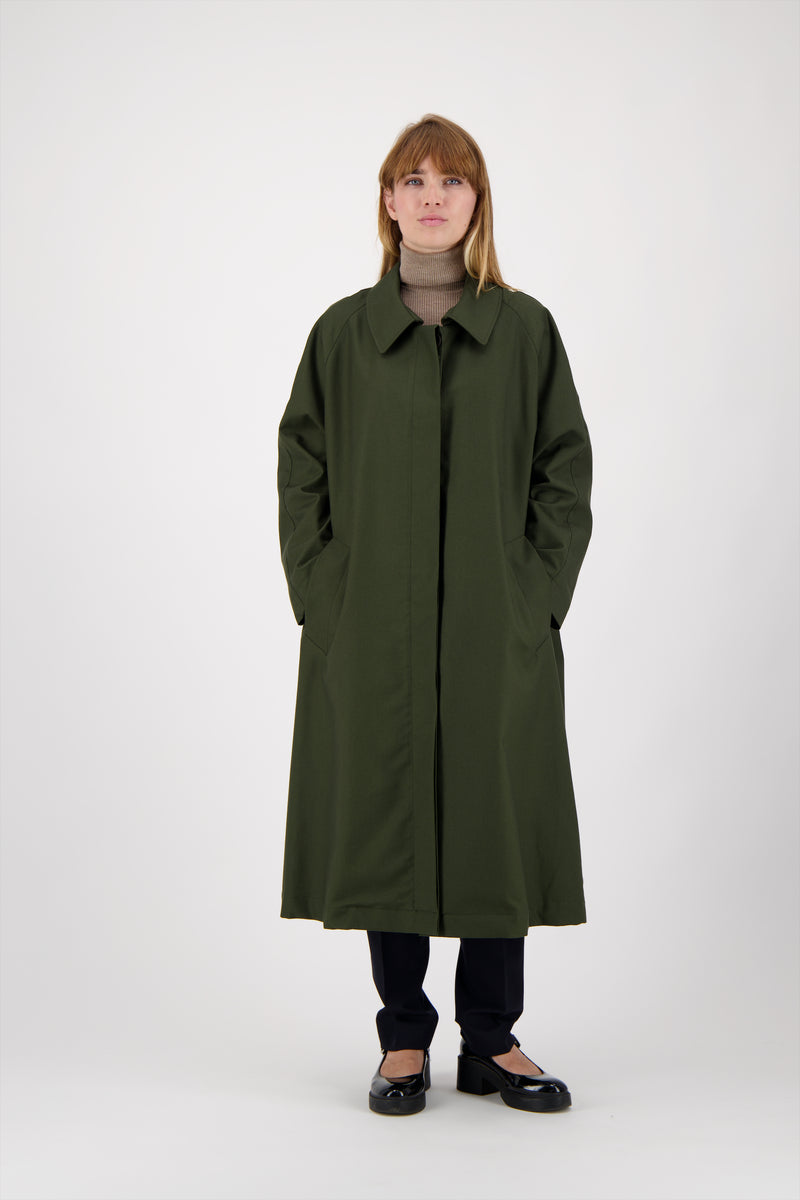 MANTEAU CAMILLE en coton déperlant, coloris olive