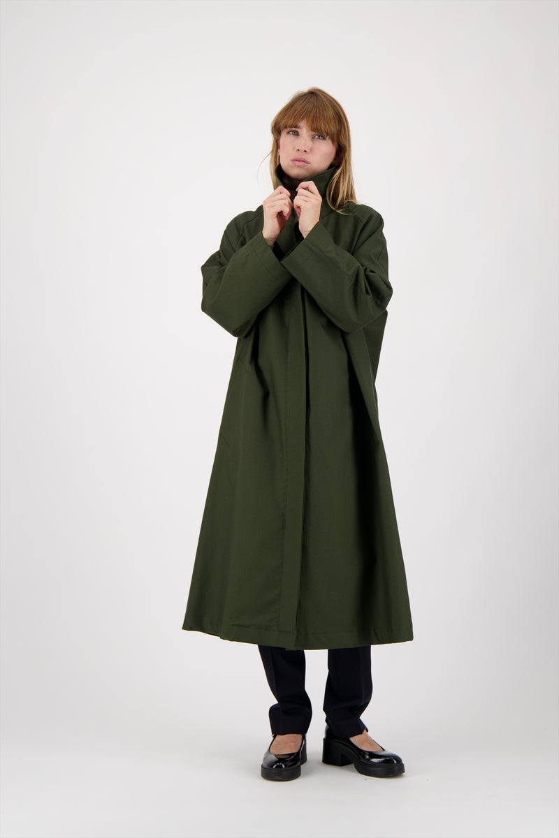 MANTEAU CAMILLE en coton déperlant, coloris olive