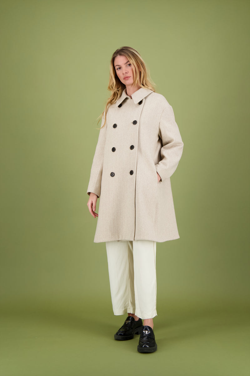 CABAN BARRIE en laine chevron coloris crème