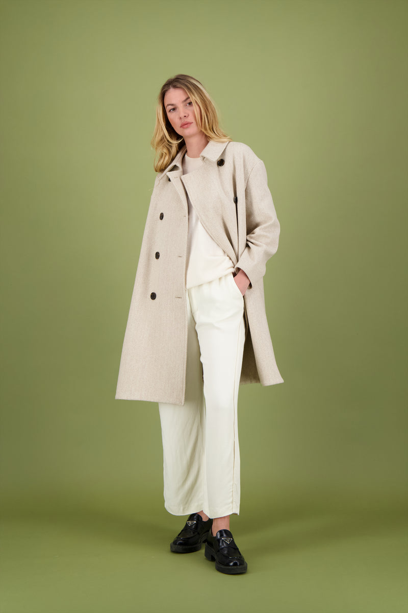 CABAN BARRIE en laine chevron coloris crème