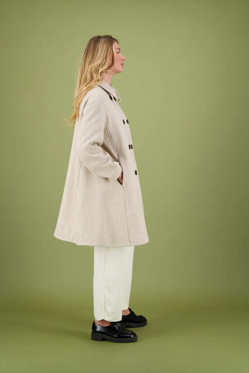 CABAN BARRIE en laine chevron coloris crème