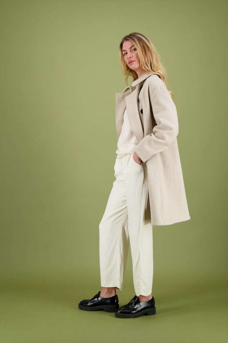 CABAN BARRIE en laine chevron coloris crème