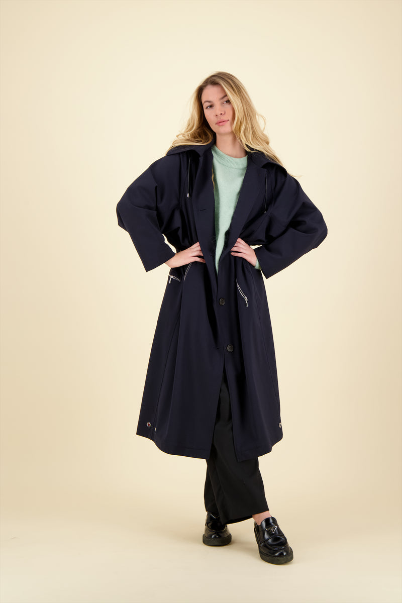 PARKA CHLOE en gabardine de laine déperlante disponible en coloris blueblack