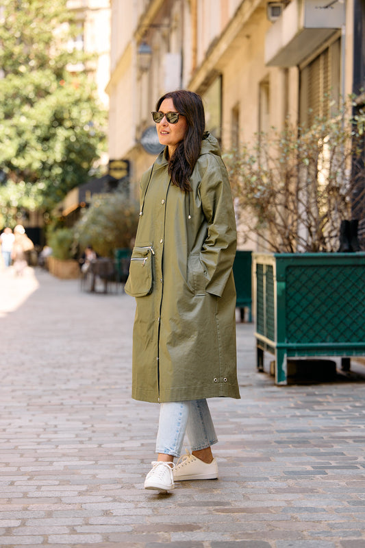 PARKA EMMA EN COTON DÉPERLANT OLIVE