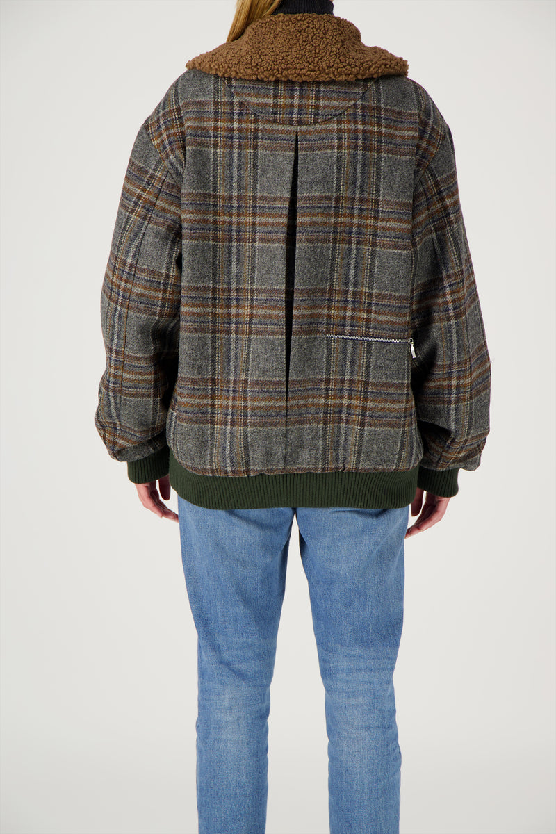 BLOUSON ENZO avec col en bouclette coloris brown