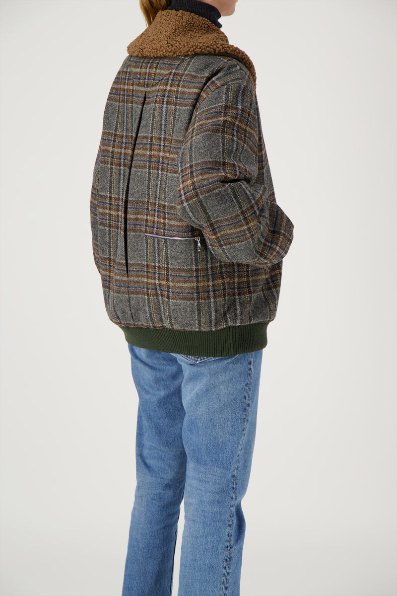 BLOUSON ENZO avec col en bouclette coloris brown