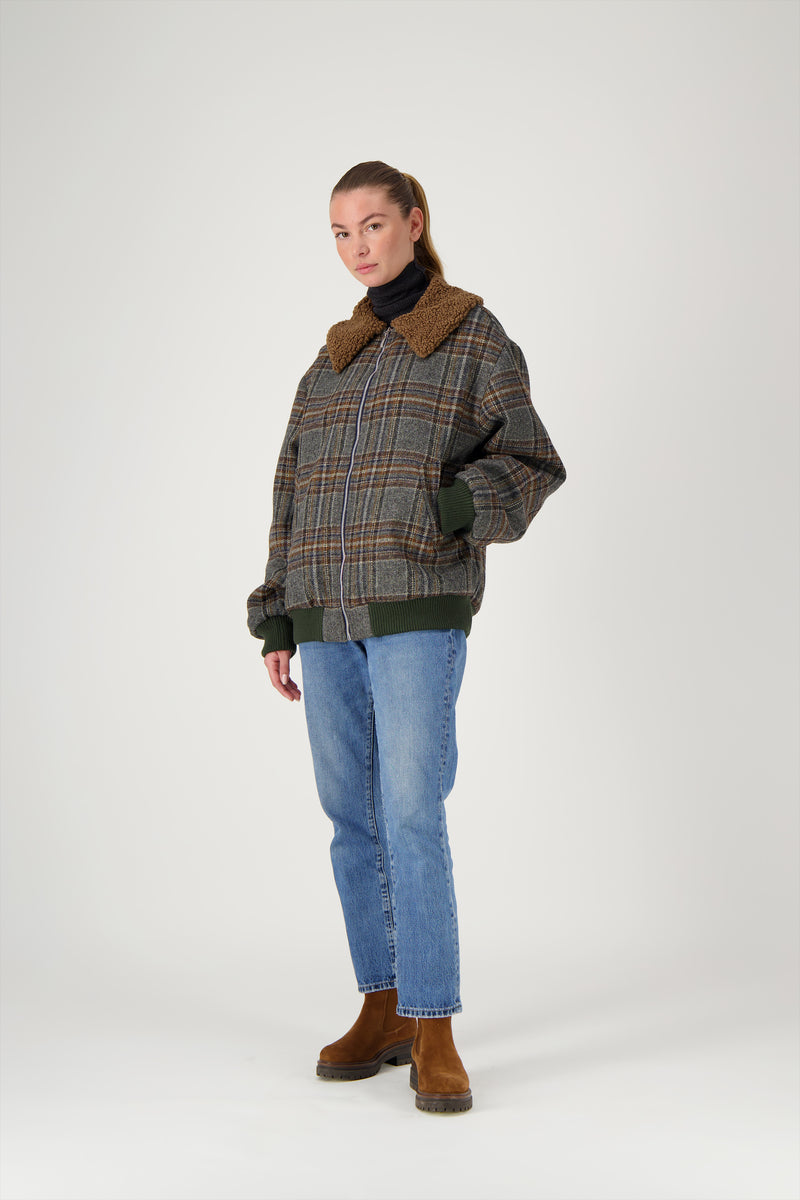 BLOUSON ENZO avec col en bouclette coloris brown