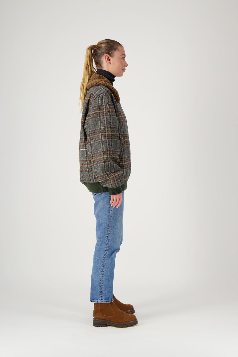 BLOUSON ENZO avec col en bouclette coloris brown