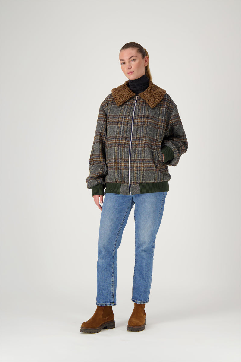 BLOUSON ENZO avec col en bouclette coloris brown