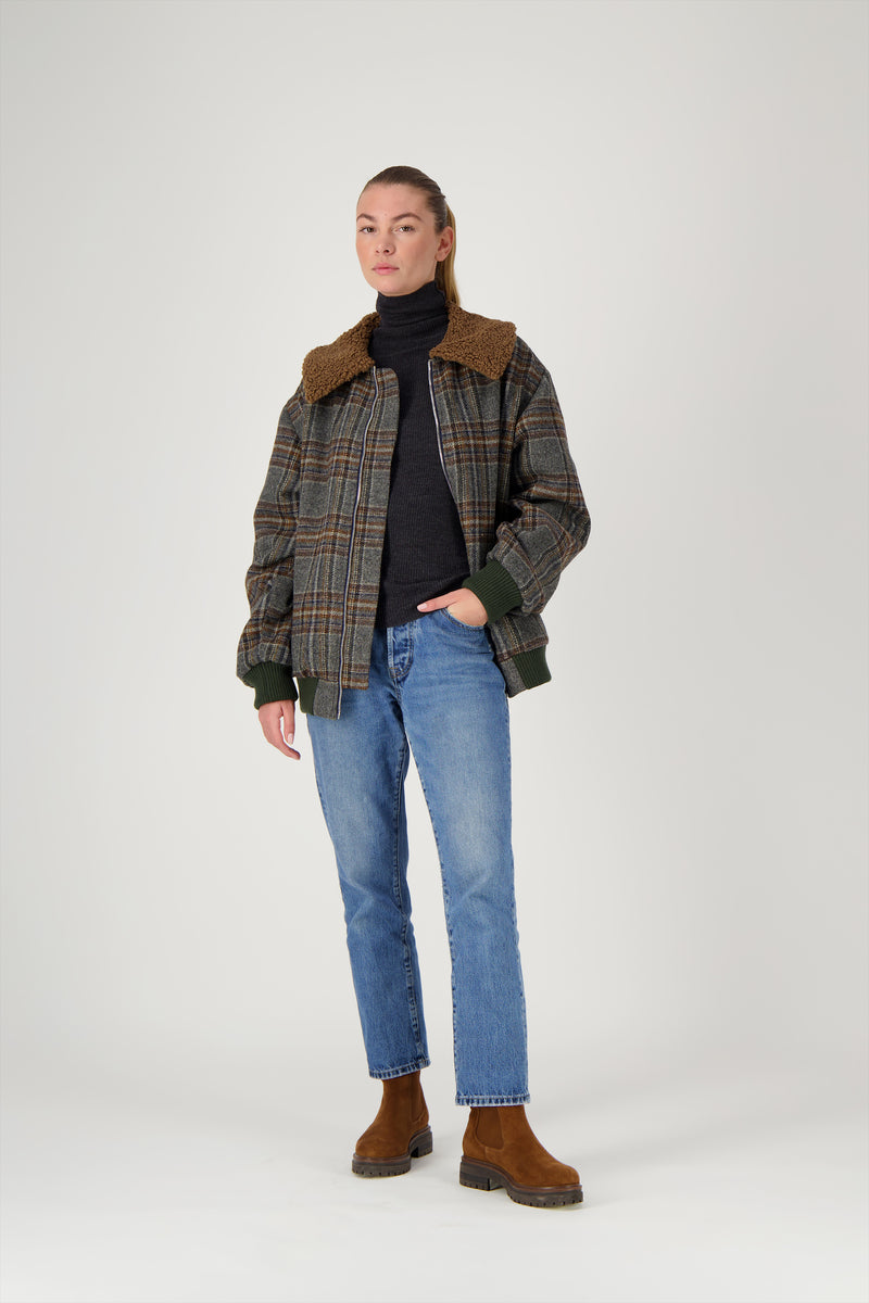 BLOUSON ENZO avec col en bouclette coloris brown