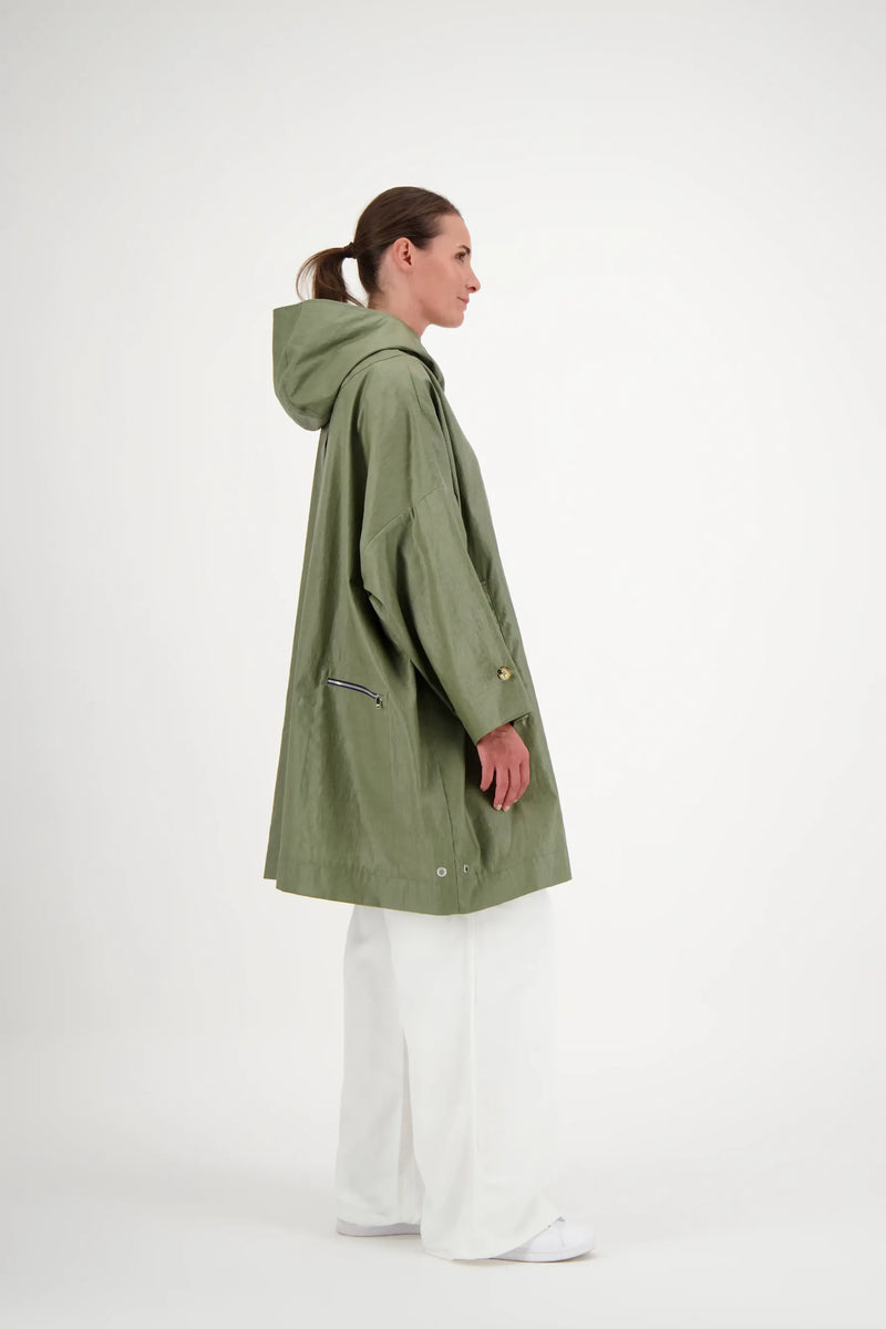 PARKA EVA EN LIN ENDUIT DÉPERLANT OLIVE