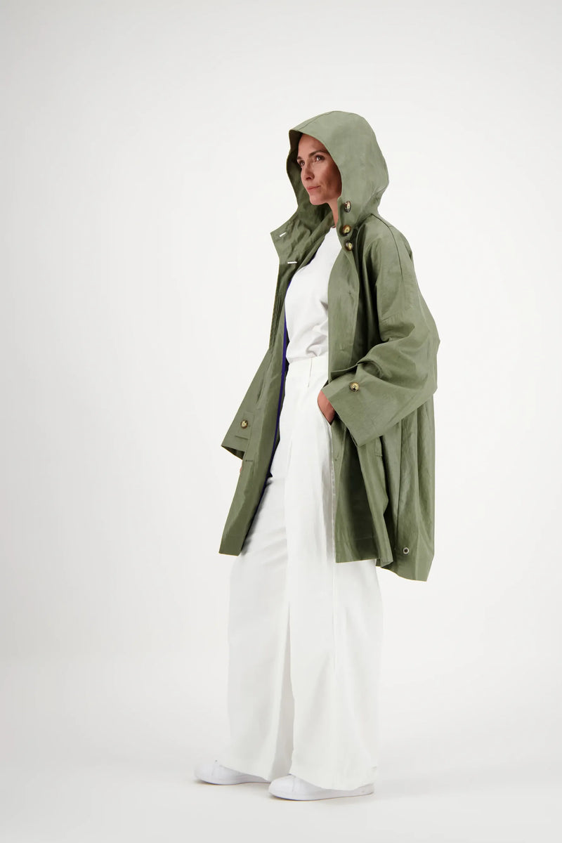 PARKA EVA EN LIN ENDUIT DÉPERLANT OLIVE