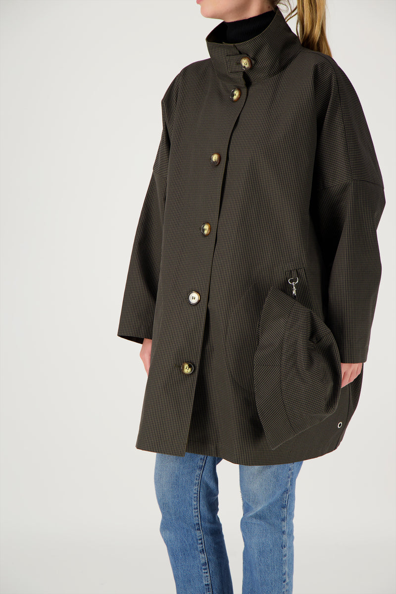 PARKA FILO en coton déperlant à carreaux marron