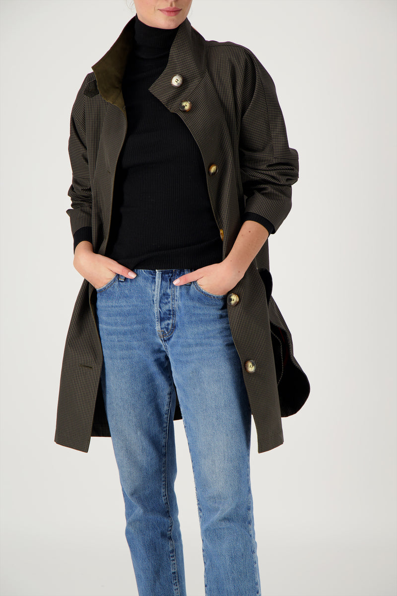 PARKA FILO en coton déperlant à carreaux marron